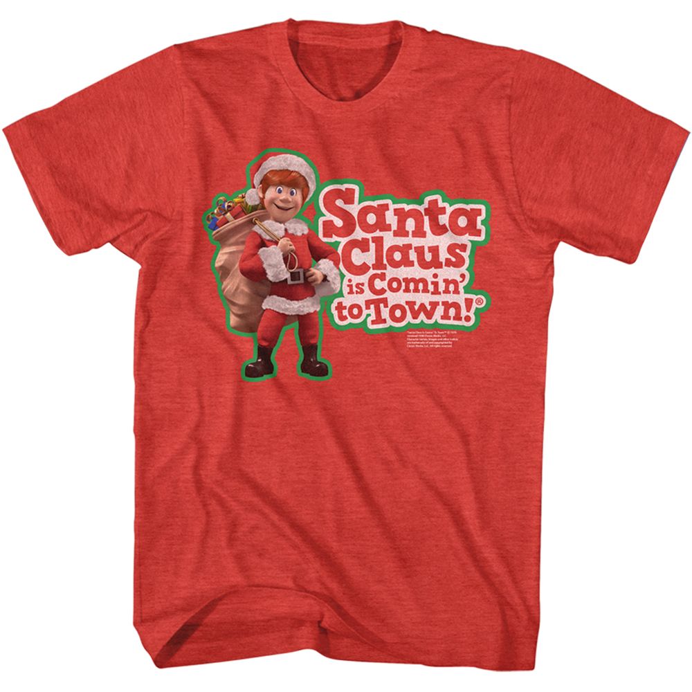 Santa Claus Is Coming To Town - Kris & Logo - Short Sleeve - Heather - Adult - T-Shirt