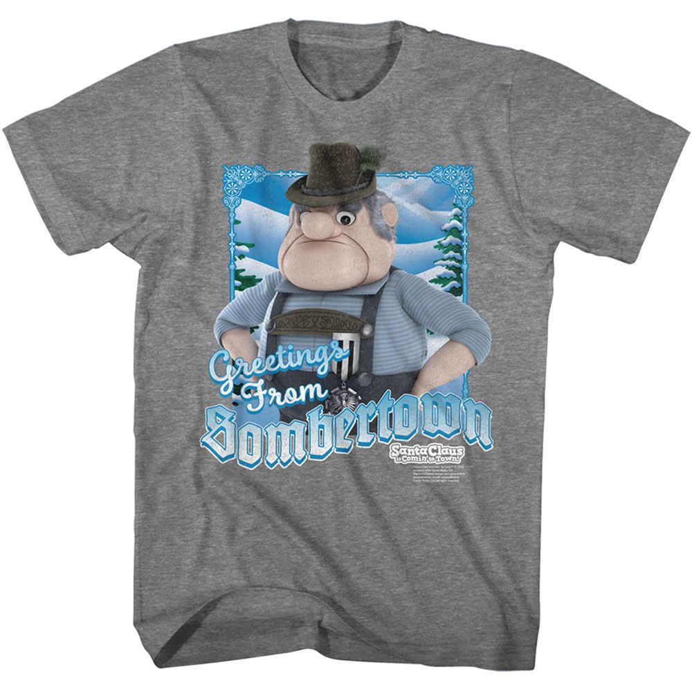 Santa Claus Is Coming To Town - Greetings From Sombertown - Short Sleeve - Heather - Adult - T-Shirt