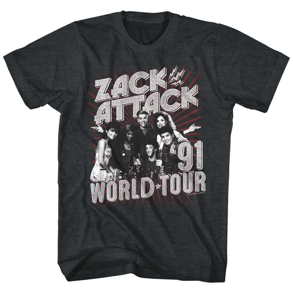 Saved By The Bell - Zack Attack World Tour - Short Sleeve - Heather - Adult - T-Shirt