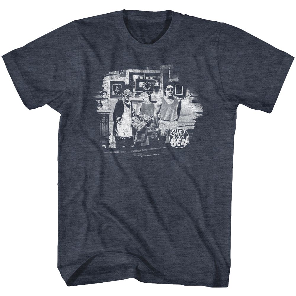 Saved By The Bell - White Print - Short Sleeve - Heather - Adult - T-Shirt