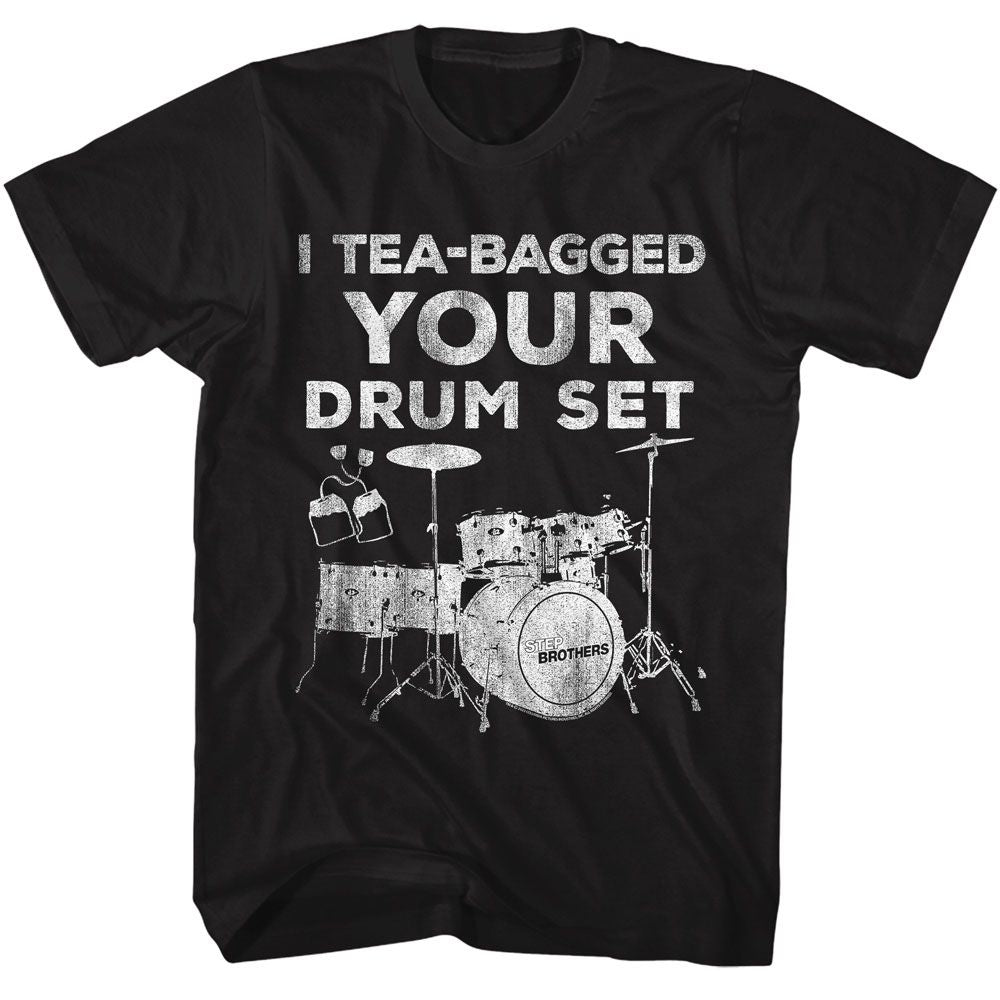 Step Brothers - Your Drum Set - Black Front Print Short Sleeve Adult T-Shirt