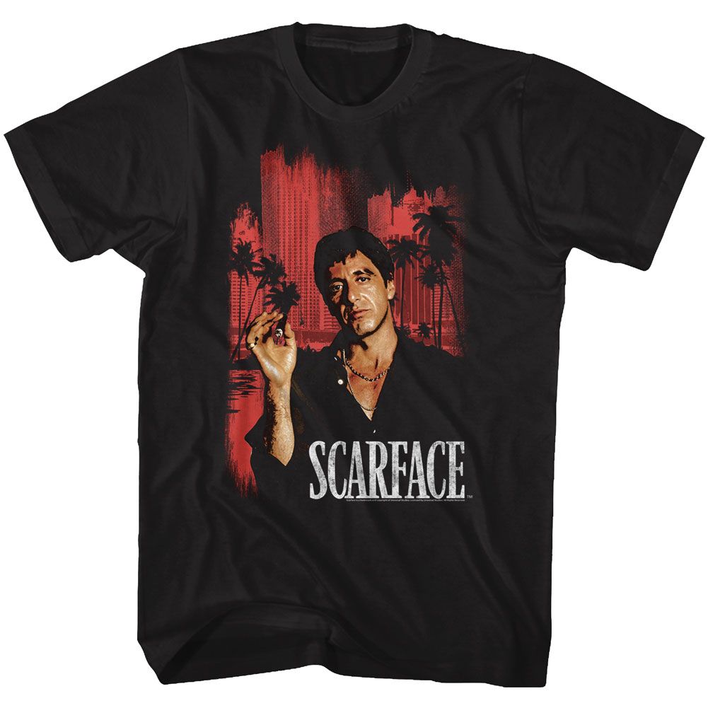 Scarface - Red Cityscape - Short Sleeve - Adult - T-Shirt