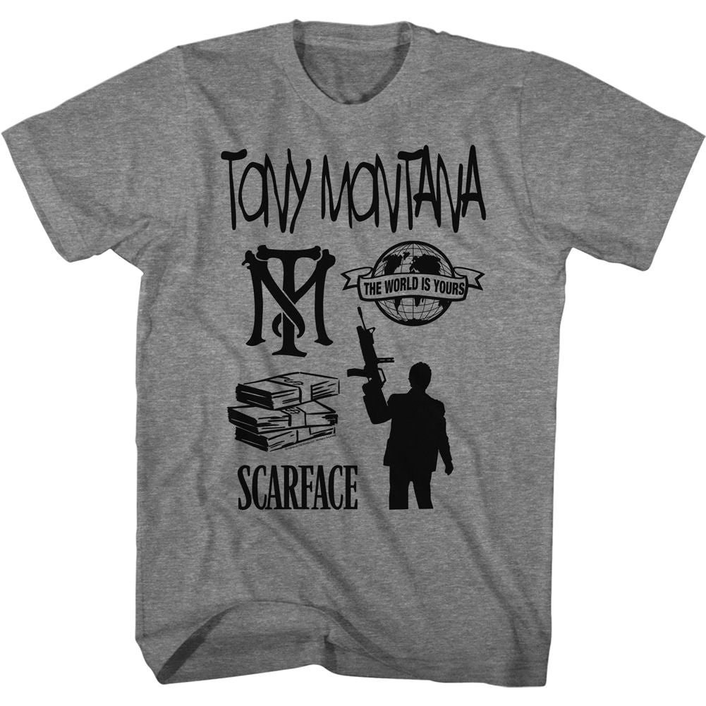 Scarface - Tony Montana And Friends - Short Sleeve - Heather - Adult - T-Shirt