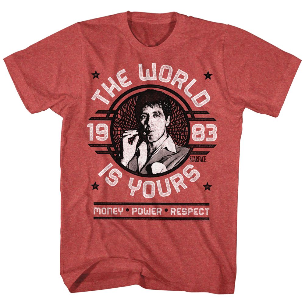 Scarface - World Is Yours Emblem - Short Sleeve - Heather - Adult - T-Shirt