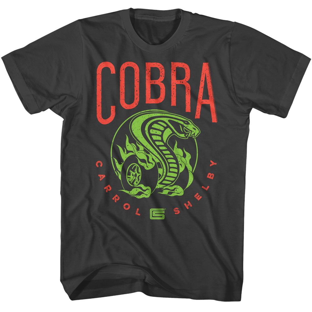 Carroll Shelby - Cobra Bright Colors - Gray Short Sleeve Adult T-Shirt