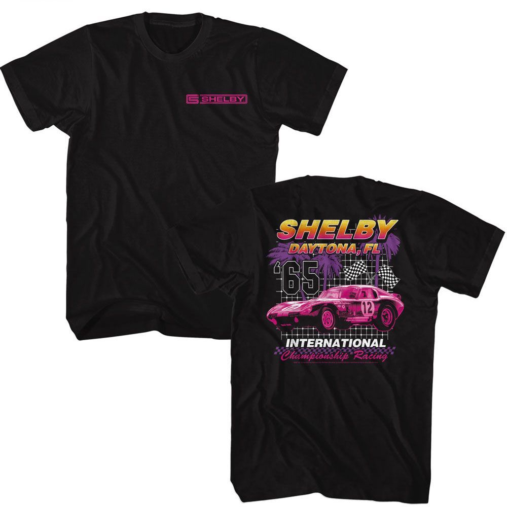 Carroll Shelby International Champ 2-Sided Black Adult Short Sleeve T-Shirt