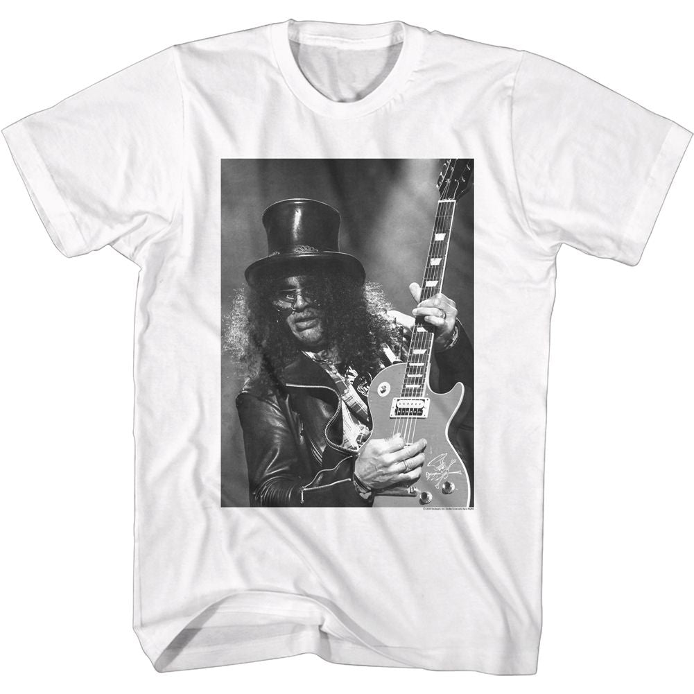 Slash - Black & White With Guitar - Short Sleeve - Adult - T-Shirt