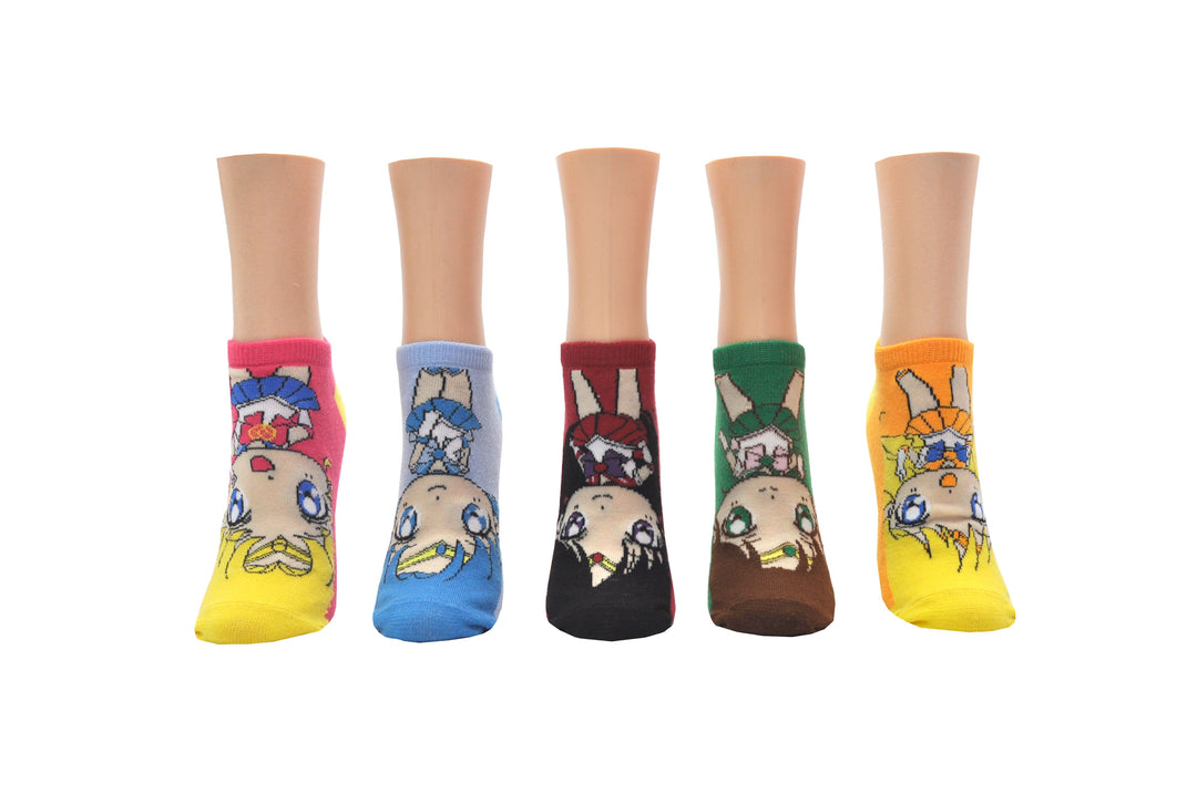 Sailor Moon Characters Lowcut Socks 5 Pair Pack - Ladies Shoe Size 4-10