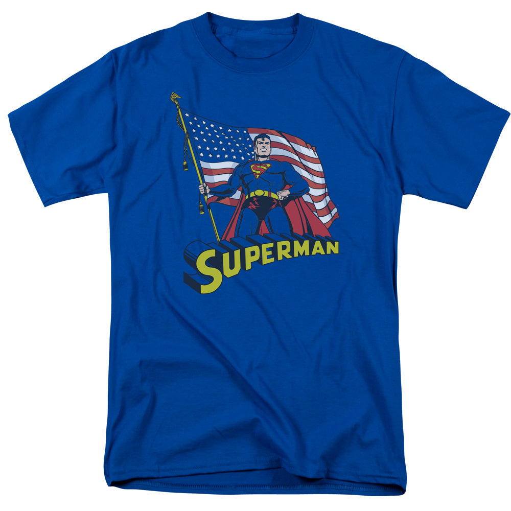 DC Comics - Superman - American Flag - Adult T-Shirt