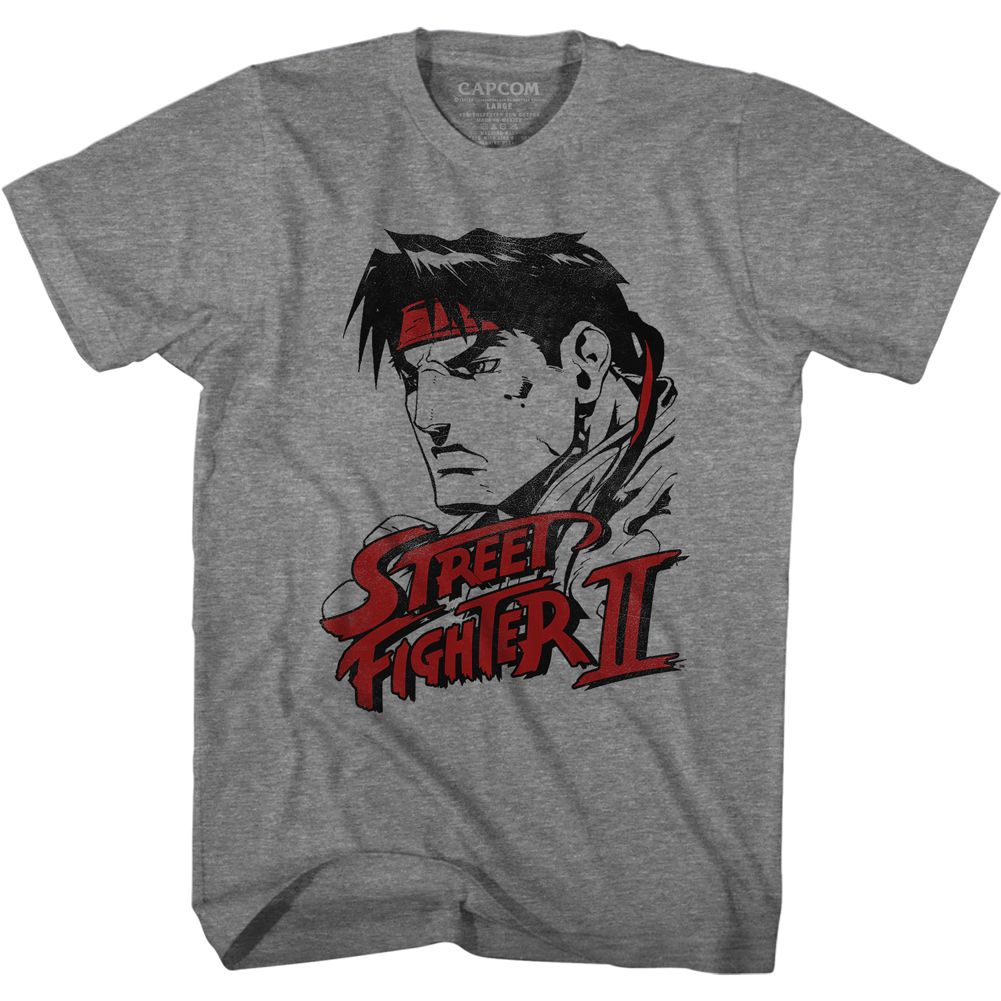 Street Fighter - Ryu Distressed - Short Sleeve - Heather - Adult - T-Shirt