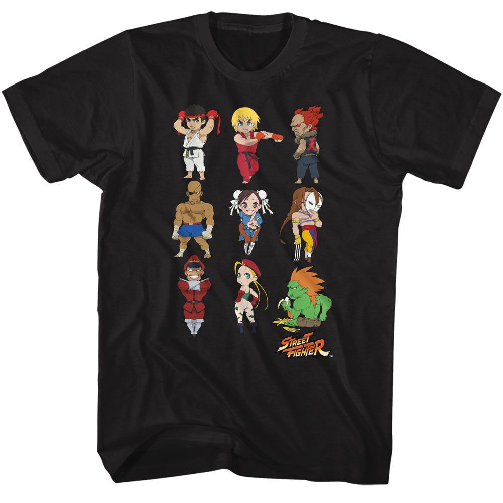 Street Fighter - Chibi Characters Stacked - Short Sleeve - Adult - T-Shirt