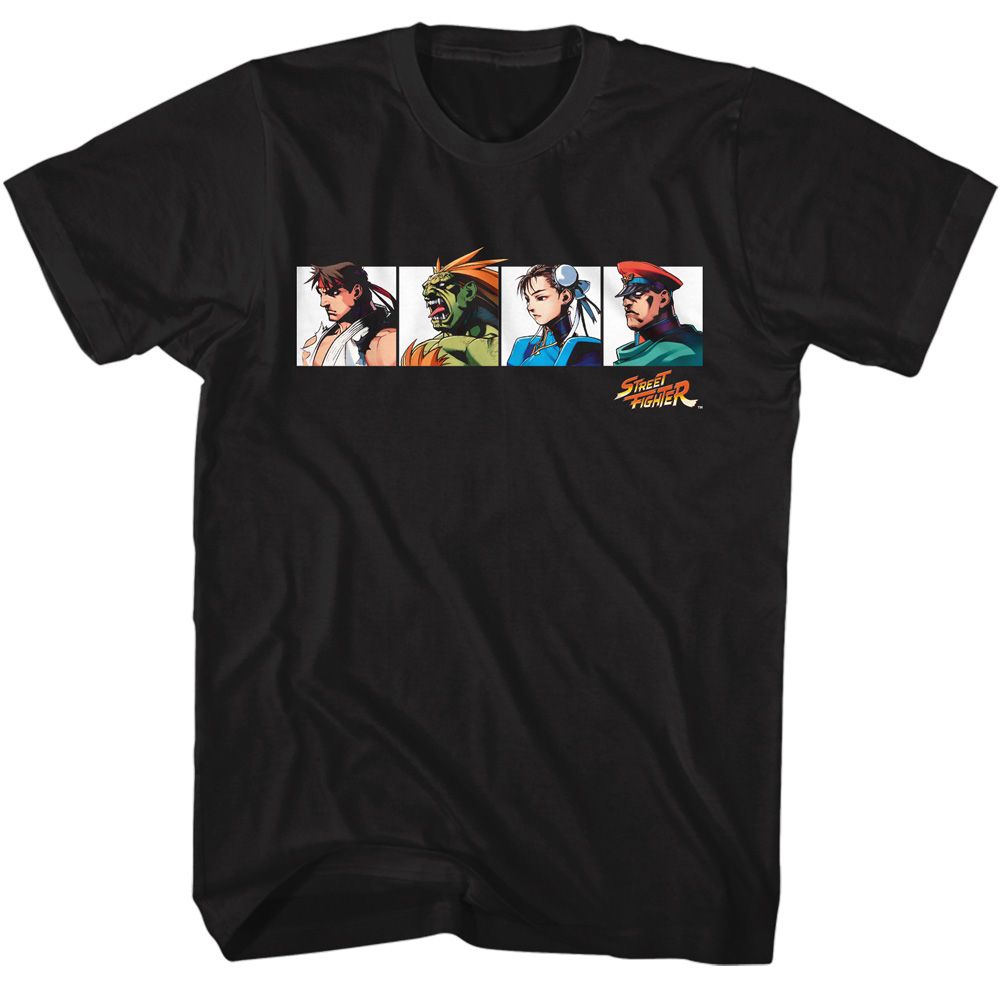 Street Fighter - Four Characters Chest Hit - Short Sleeve - Adult - T-Shirt