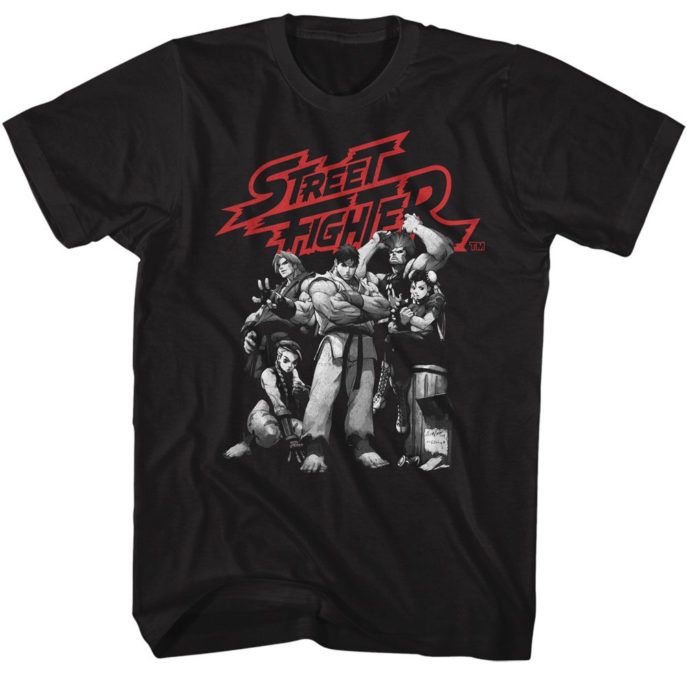 Street Fighter - Black & White Character Group - Short Sleeve - Adult - T-Shirt
