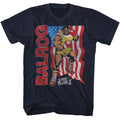 Street Fighter - Balrog And Flag - Blue Front Print Short Sleeve Adult T-Shirt