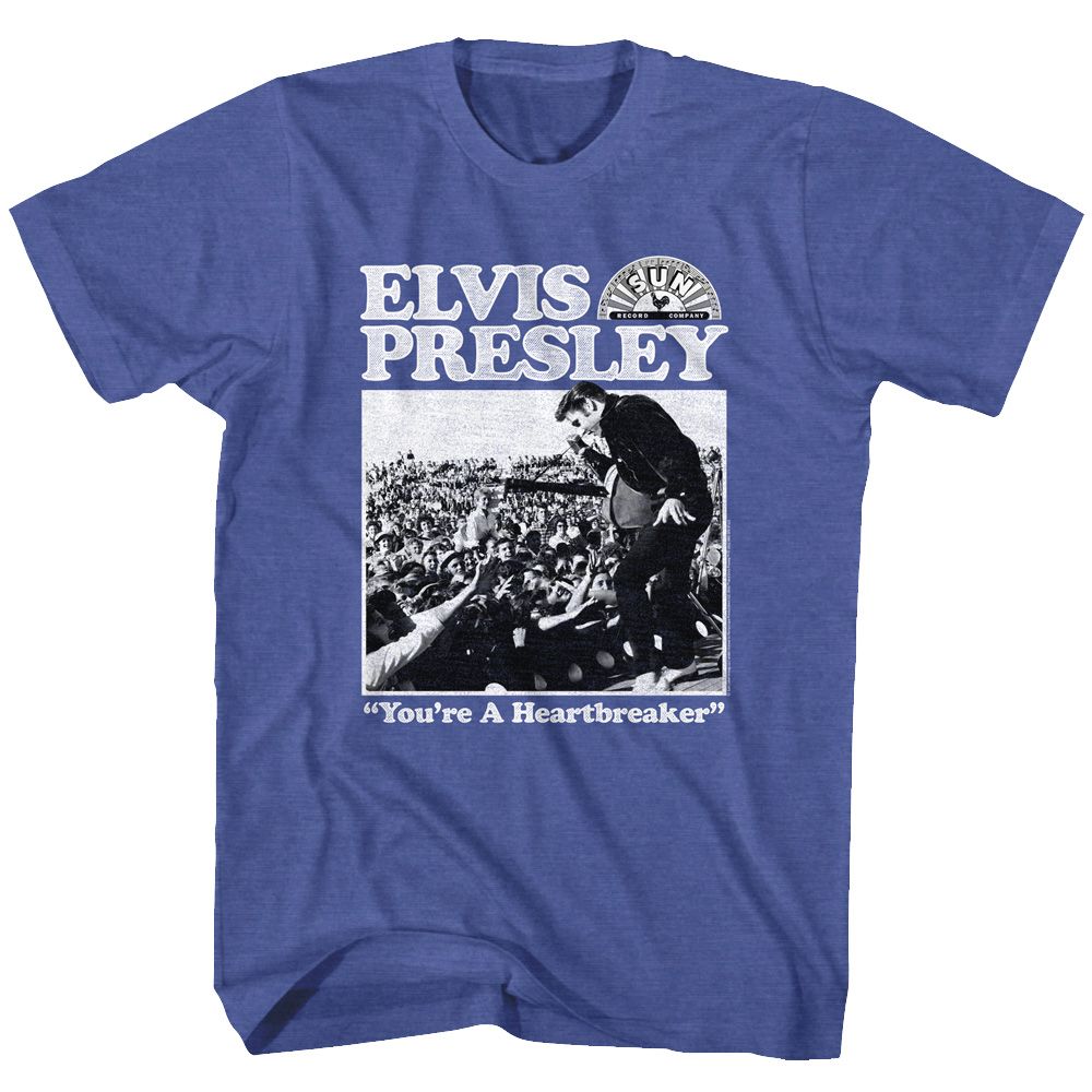 Elvis Presley - Sun Records - Heartbreaker - Short Sleeve - Heather - Adult - T-Shirt
