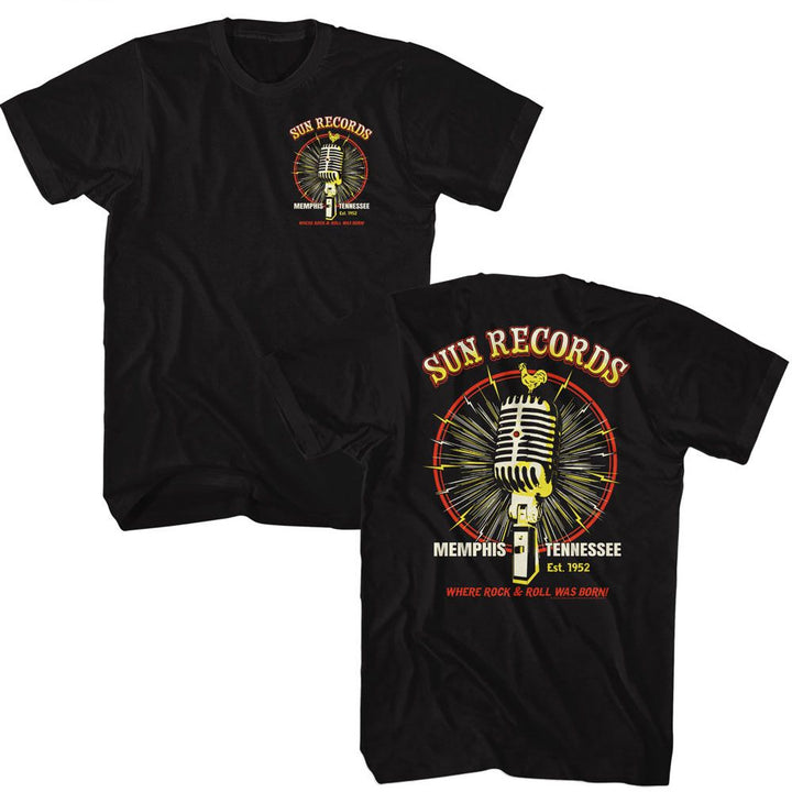 Sun Records - Microphone Burst - Licensed - Adult Short Sleeve T-Shirt