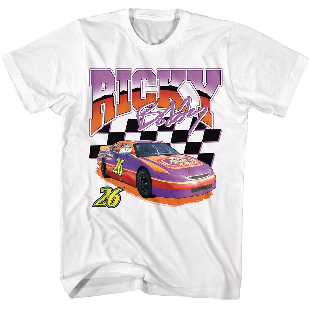 Talladega Nights - Ricky Racer - White Front Print Short Sleeve Adult T-Shirt