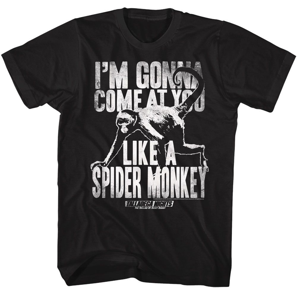 Talladega Nights - Like A Spider Monkey - Black Short Sleeve Adult T-Shirt
