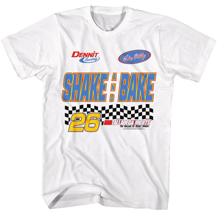 Talladega Nights - Shake And Bake - White Front Print Short Sleeve Adult T-Shirt