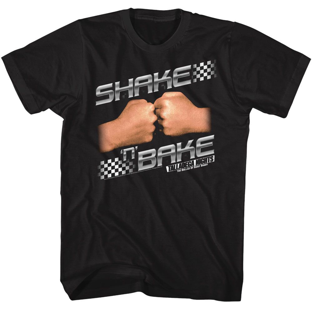Talladega Nights - Shake N Bake - Black Front Print Short Sleeve Adult T-Shirt
