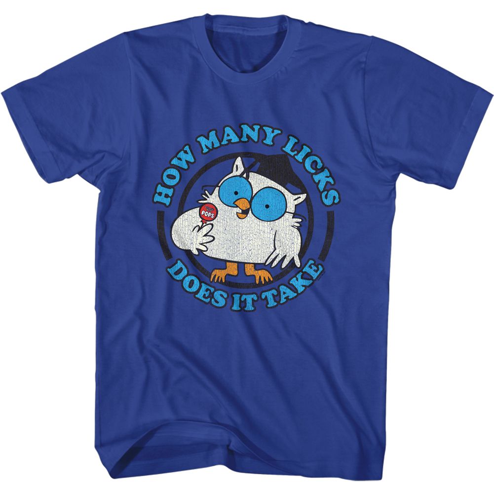 Tootsie Roll - Mr Owl Blu Text - Short Sleeve - Adult - T-Shirt
