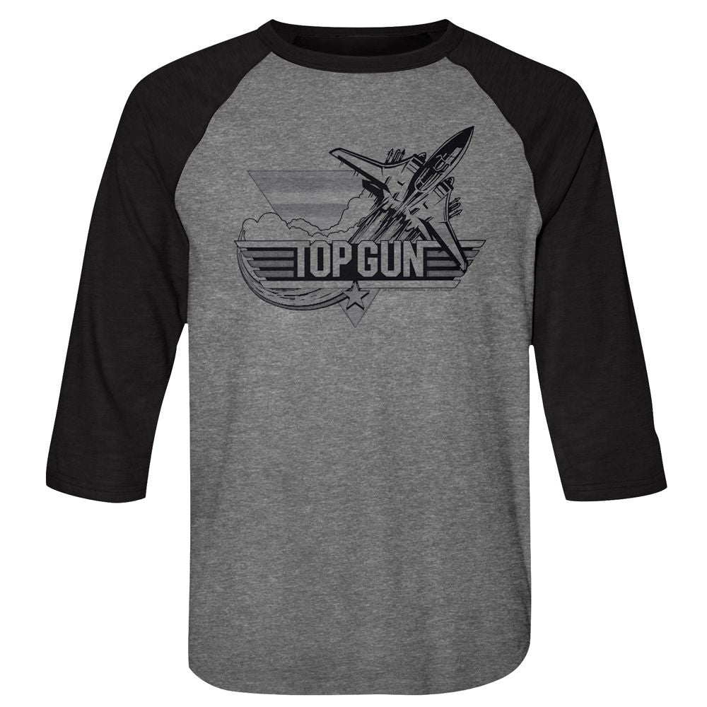 Top Gun - Black - 3/4 Sleeve - Heather - Adult - Raglan Shirt