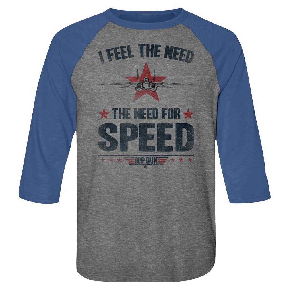 Top Gun - Needing Speed - 3/4 Sleeve - Heather - Adult - Raglan Shirt