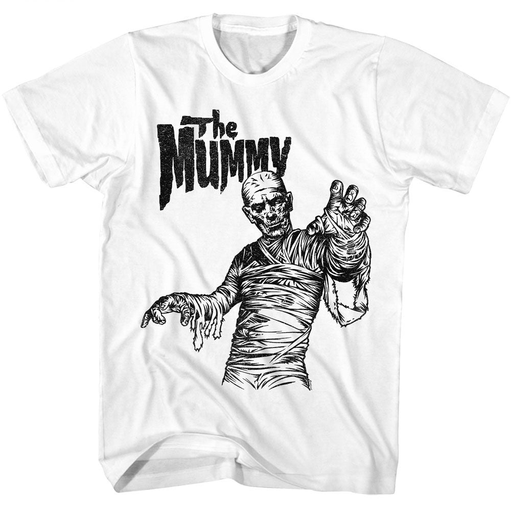 Universal Monsters The Mummy White Solid Adult Short Sleeve T-Shirt