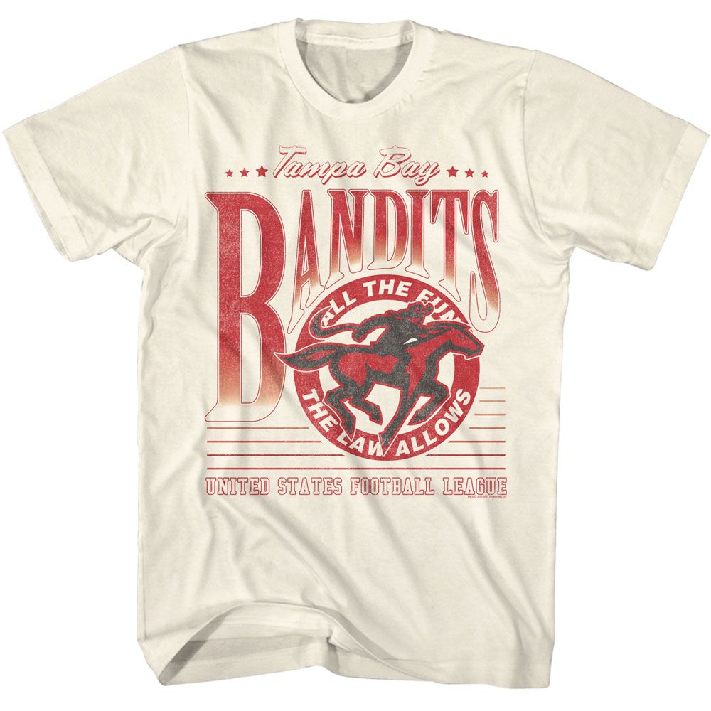 USFL Tampa Bay Bandits Natural Solid Adult Short Sleeve T-Shirt