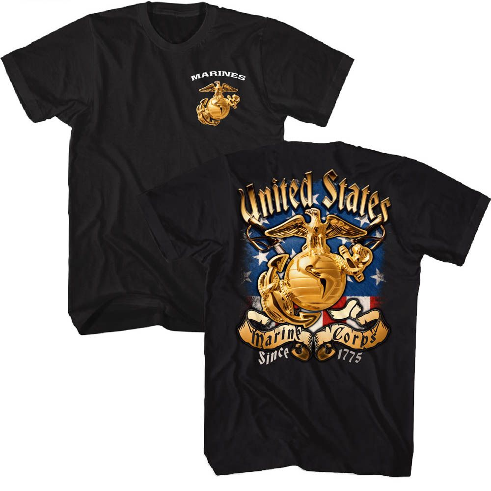 Marines - US Marines Enlisted & Flag - Short Sleeve - Adult - T-Shirt