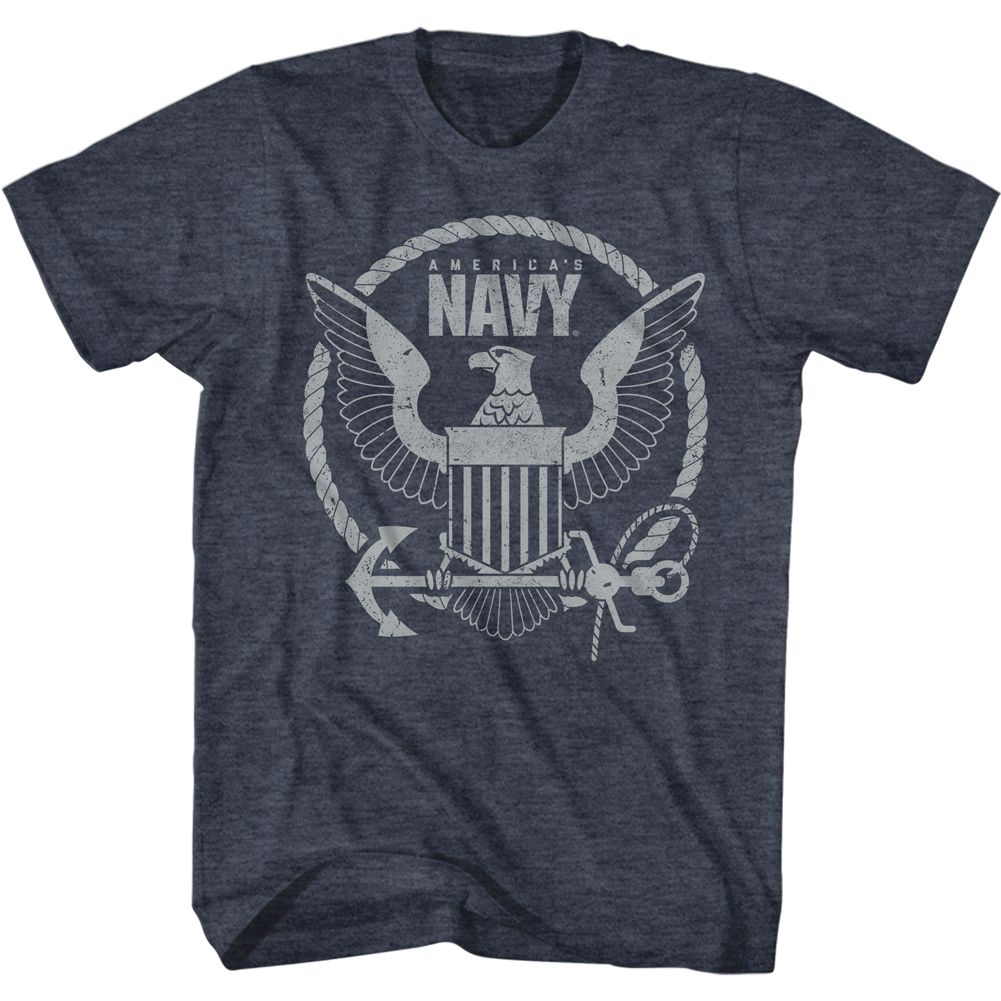 Navy - Eagle - Short Sleeve - Heather - Adult - T-Shirt