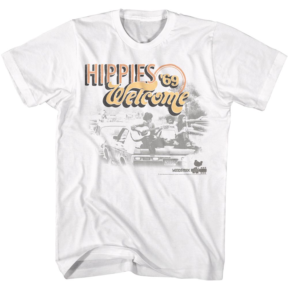 Woodstock - Hippies Welcome 69 - Short Sleeve - Adult - T-Shirt