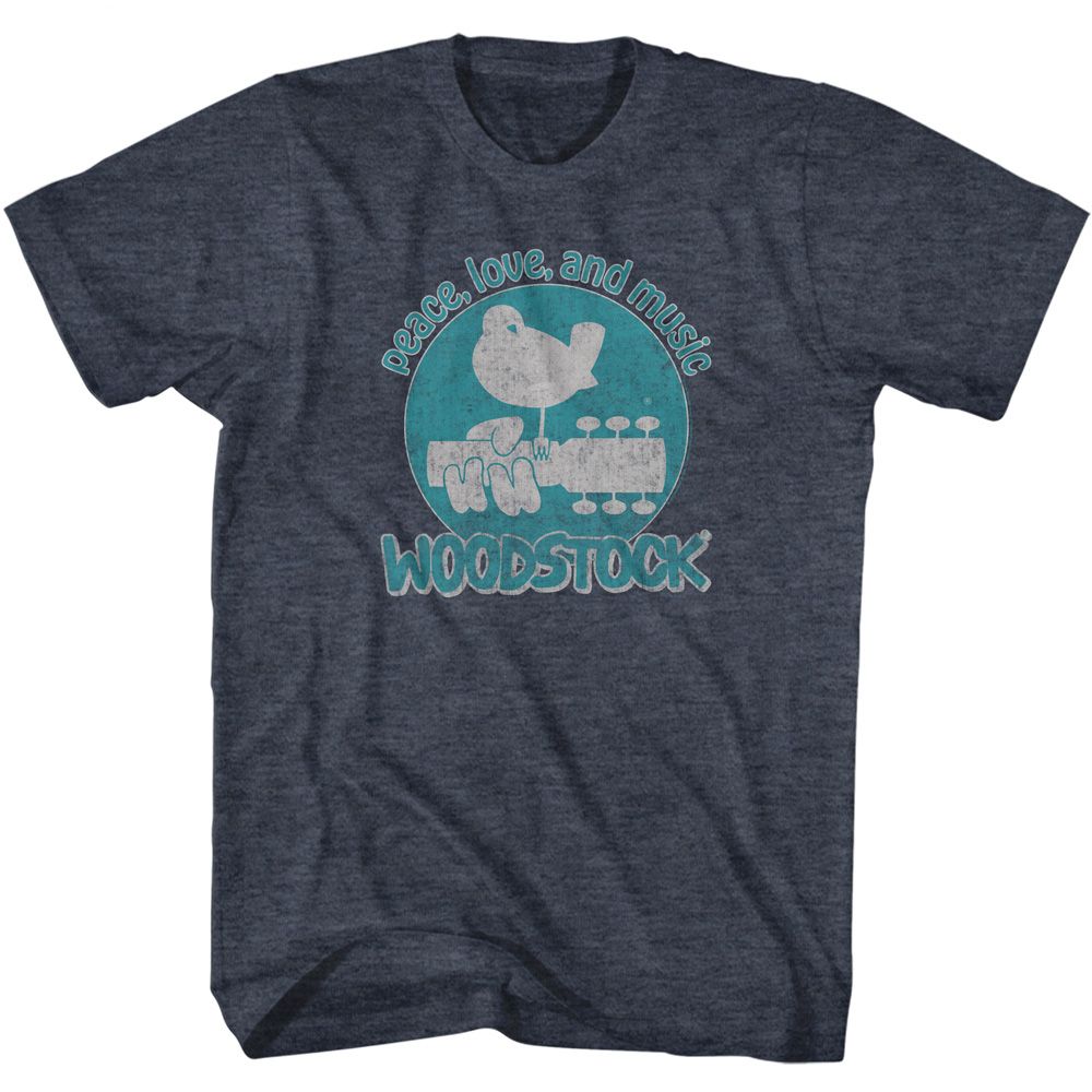 Woodstock - Peace Love & Music - Short Sleeve - Adult - T-Shirt