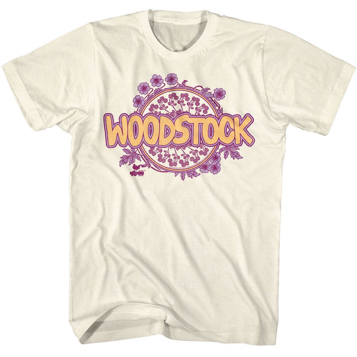 Woodstock Filled Floral Natural Solid Adult Short Sleeve T-Shirt