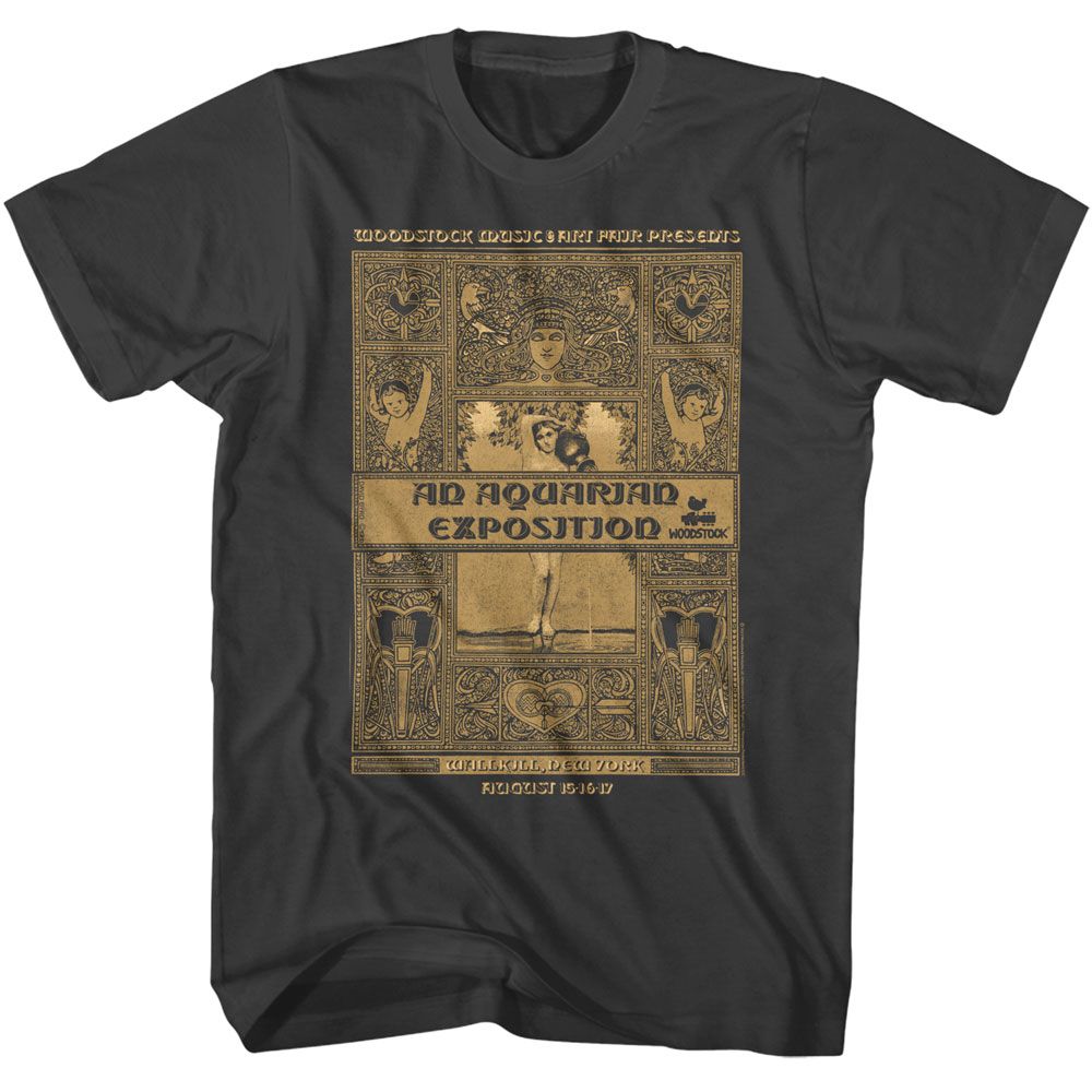 Woodstock Aquarian Expo Smoke Solid Adult Short Sleeve T-Shirt