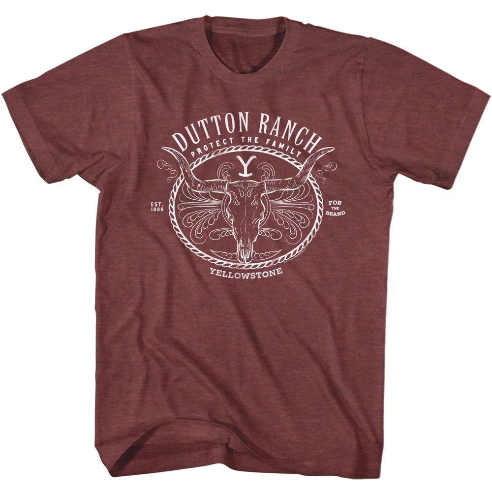 Yellowstone - Dutton Ranch Cow Skull - Short Sleeve - Heather - Adult - T-Shirt