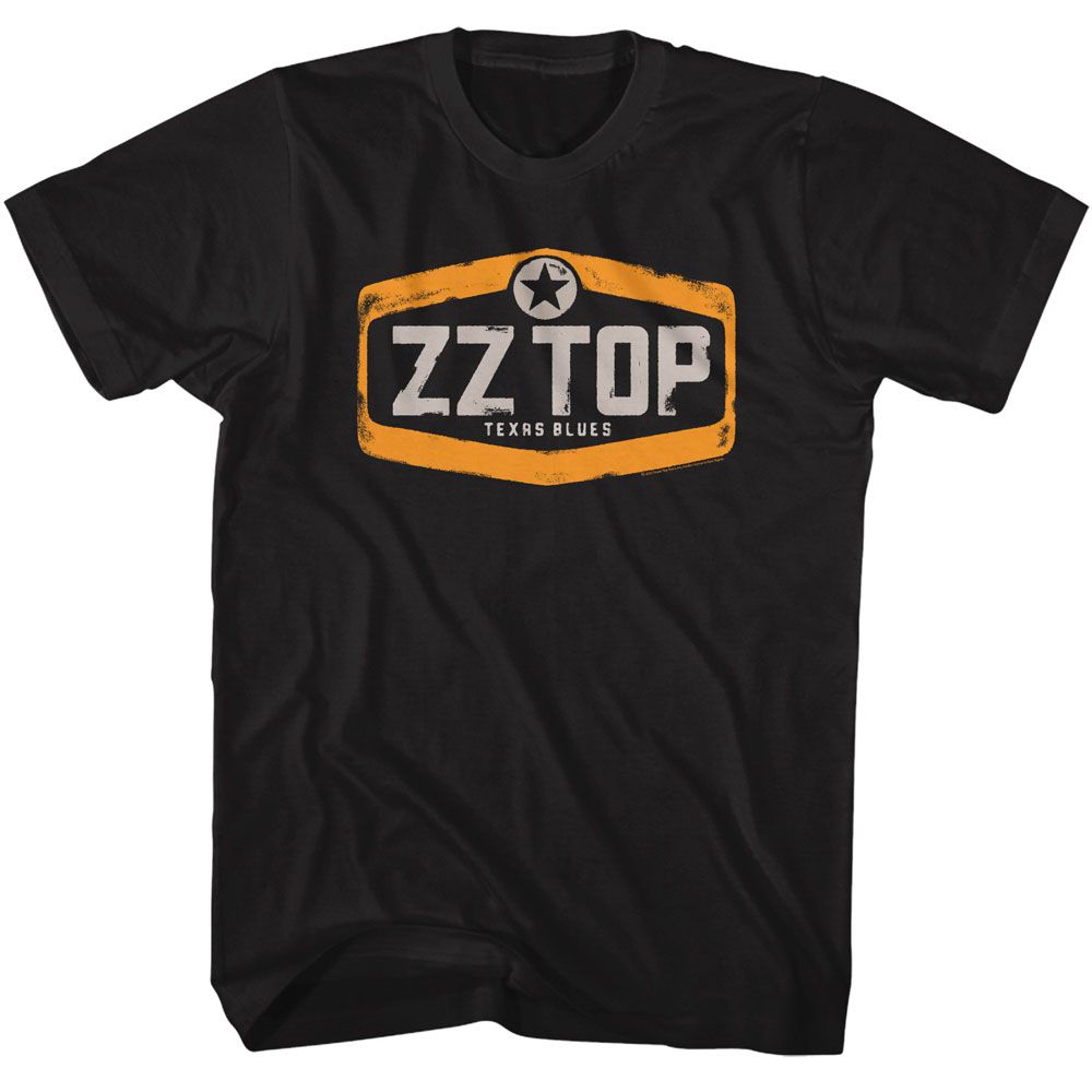Zz Top - Texas Blues - Black Front Print Short Sleeve Solid Adult T-Shirt