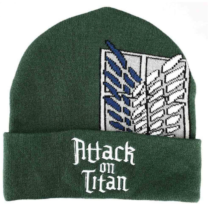 Attack On Titan Flat Logo Embroidery Scout Crest Jacquard Hat Beanie