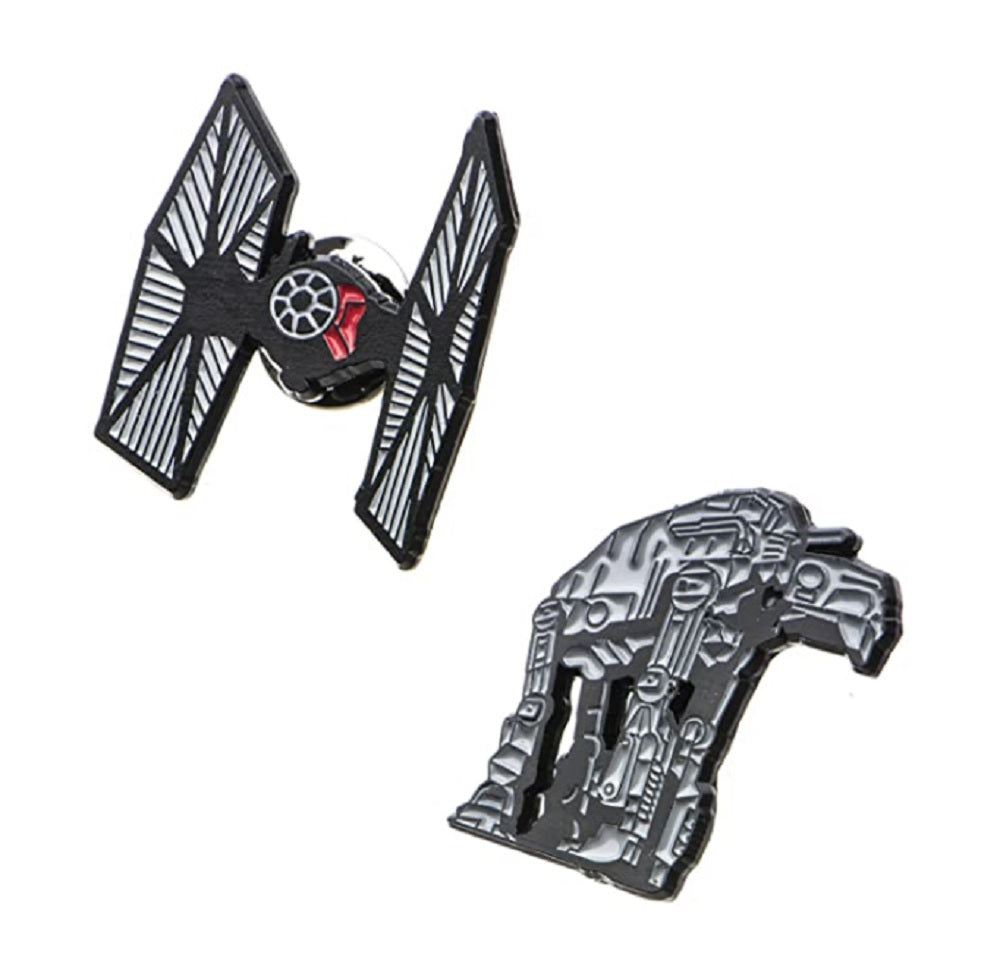 Star Wars Jewelry Episode 8 AT-AT Cut Out and Tie Fighter Enamel Lapel Pin Set Jewelry