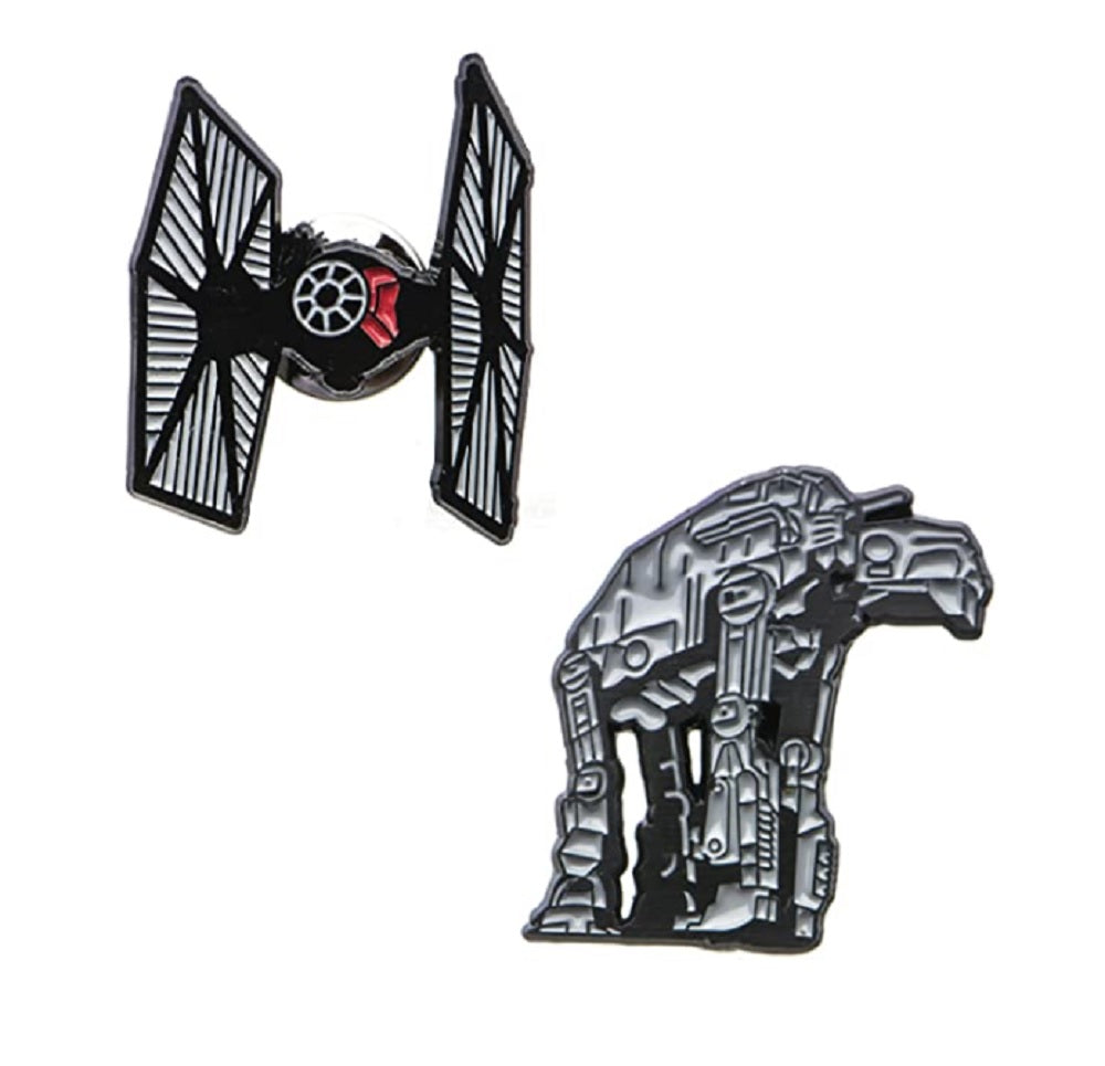 Star Wars Jewelry Episode 8 AT-AT Cut Out and Tie Fighter Enamel Lapel Pin Set Jewelry