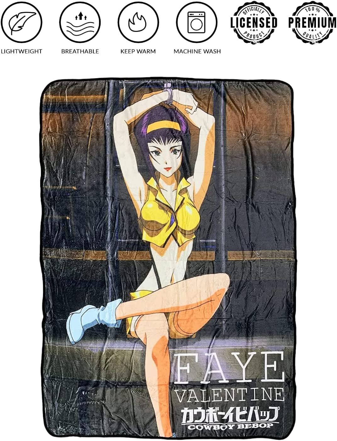 Cowboy Bebop Faye Valentine Cuffed Fleece Throw Soft Lightweight Blanket 45x60 Inches