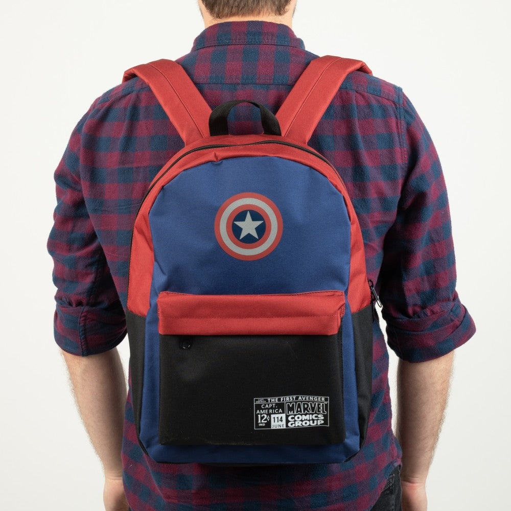 Bioworld - Marvel - Captain America Color Block Backpack with Laptop Pocket