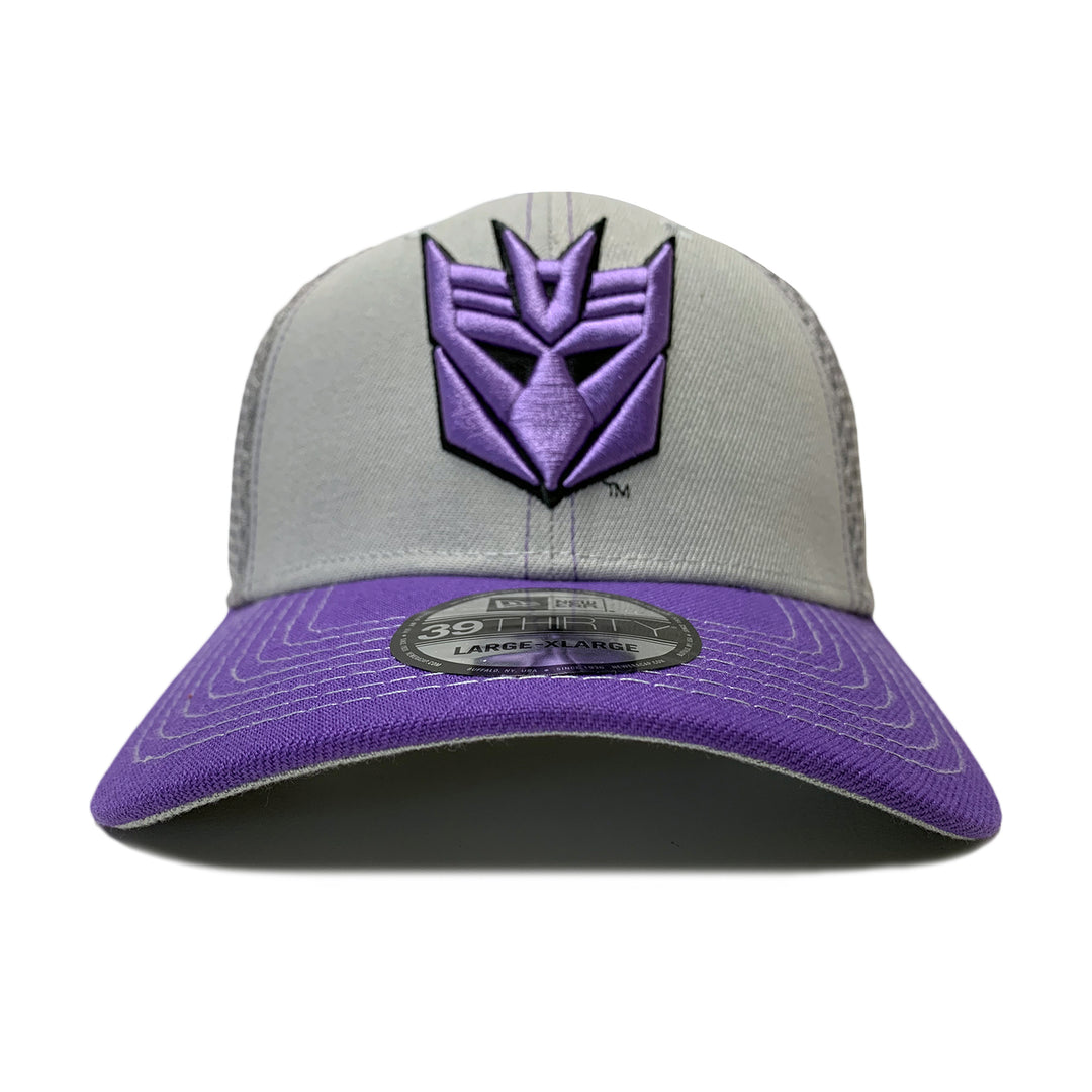 New Era 39THIRTY Transformers Decepticon Symbol Gray & Purple Fitted Hat