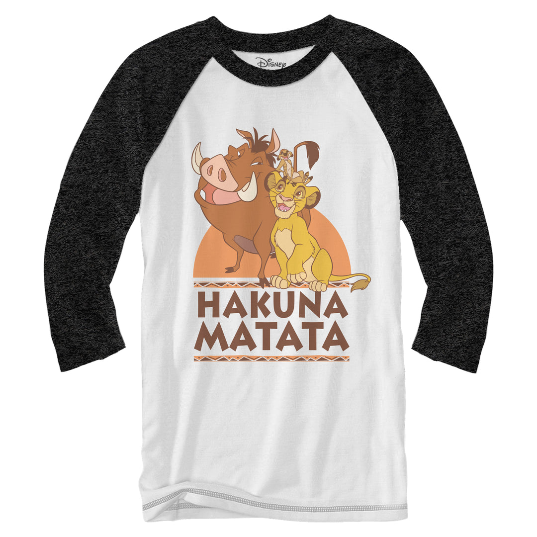 Disney Lion King Hakuna Matata Raglan Style 3/4 Length Sleeve Adult Graphic Shirt