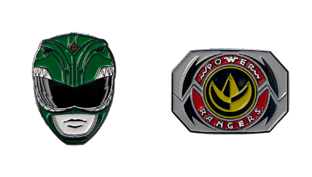 Power Rangers Green Ranger Mask and Emblem 2 Pack Enamel Pin Set