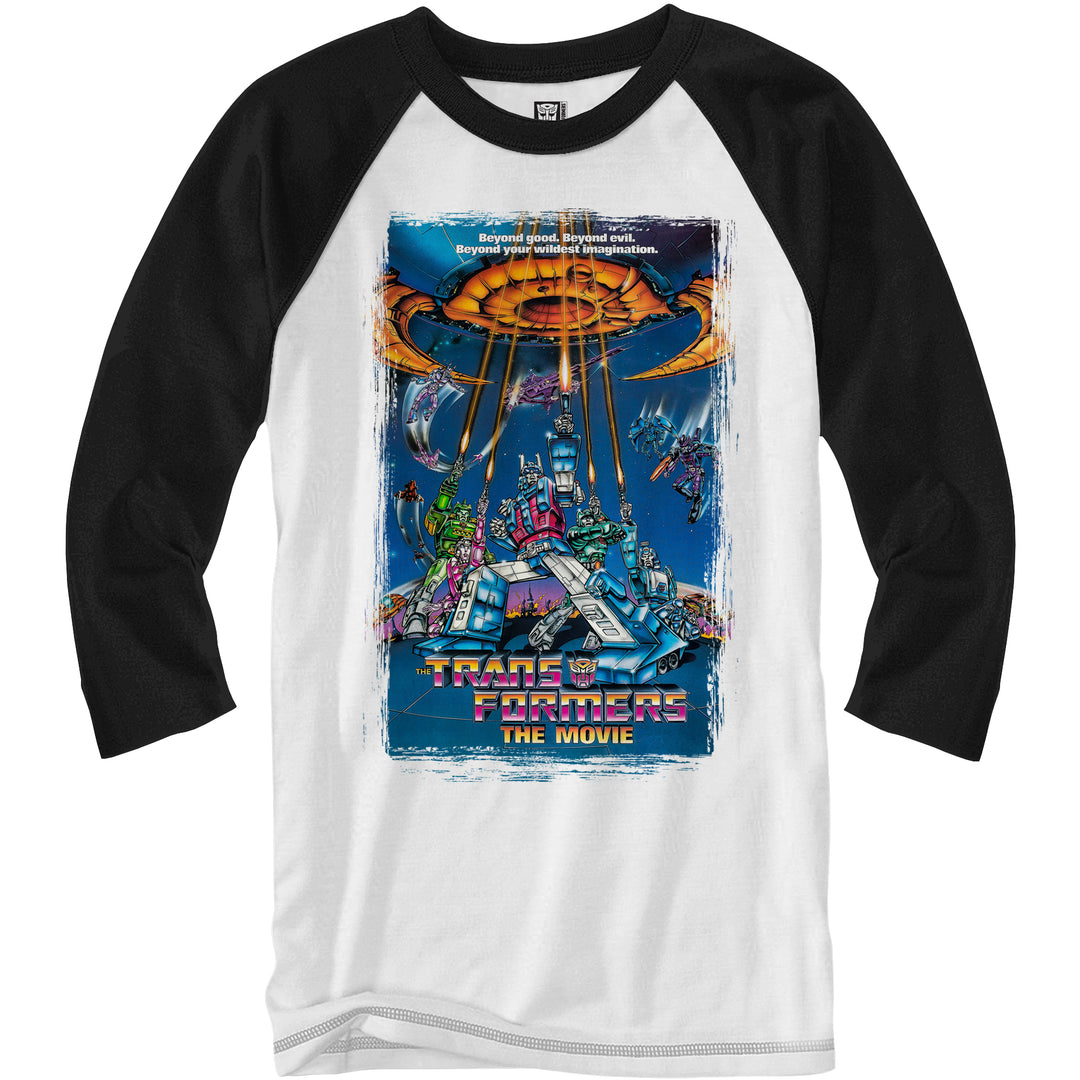 Transformers the Movie 80's Poster Raglan Style 3/4 Length Sleeve Adult Graphic T-Shirt