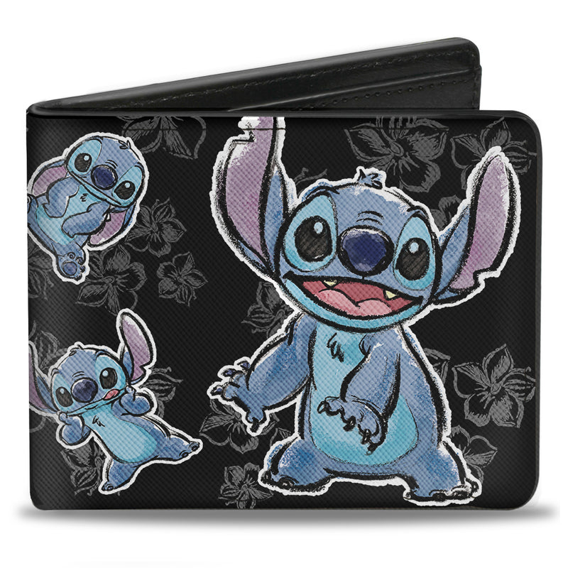 Disney Stitch poses Hibiscus Sketch Bi-Fold Wallet