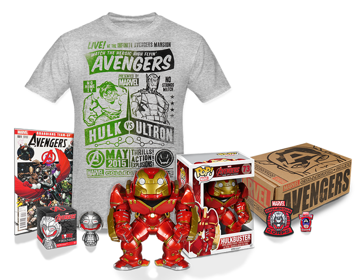 Funko Marvel Collector Corps Avengers Complete Box Hulkbuster Shirt Size Xl