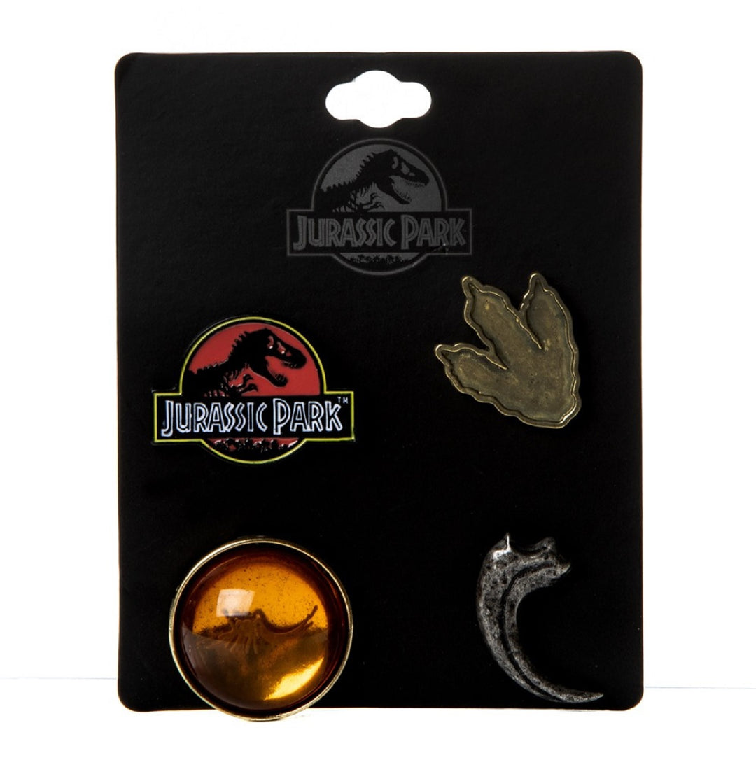 Jurassic Park Movie Logo and Symbols 4 Pack Lapel Pins Set