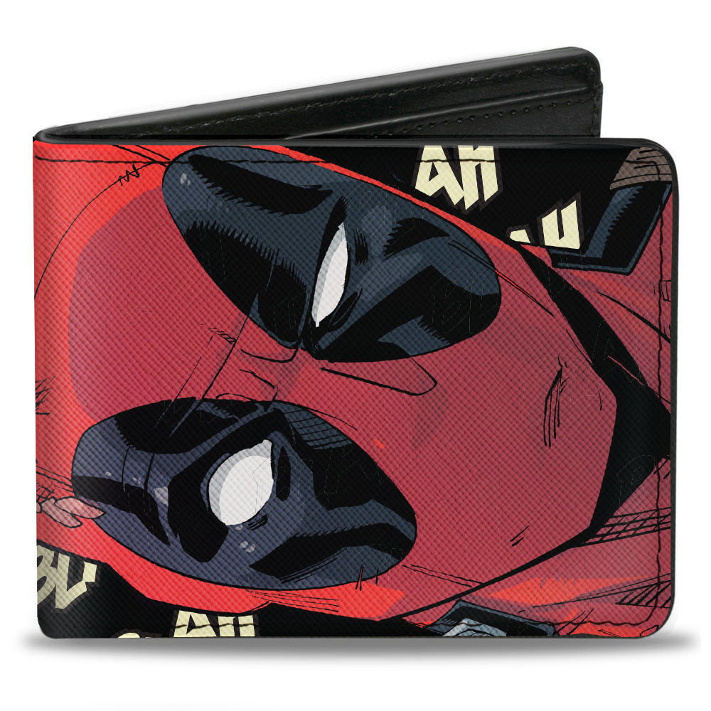 Deadpool Face Close Up Blah Blah Blah Marvel Comics Bifold Wallet